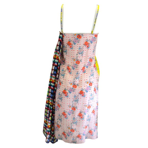 SNOW XUE GAO YELLOW MULTI MIXED PRINT SLEEVELESS SILK DRESS - Picture 3 of 4
